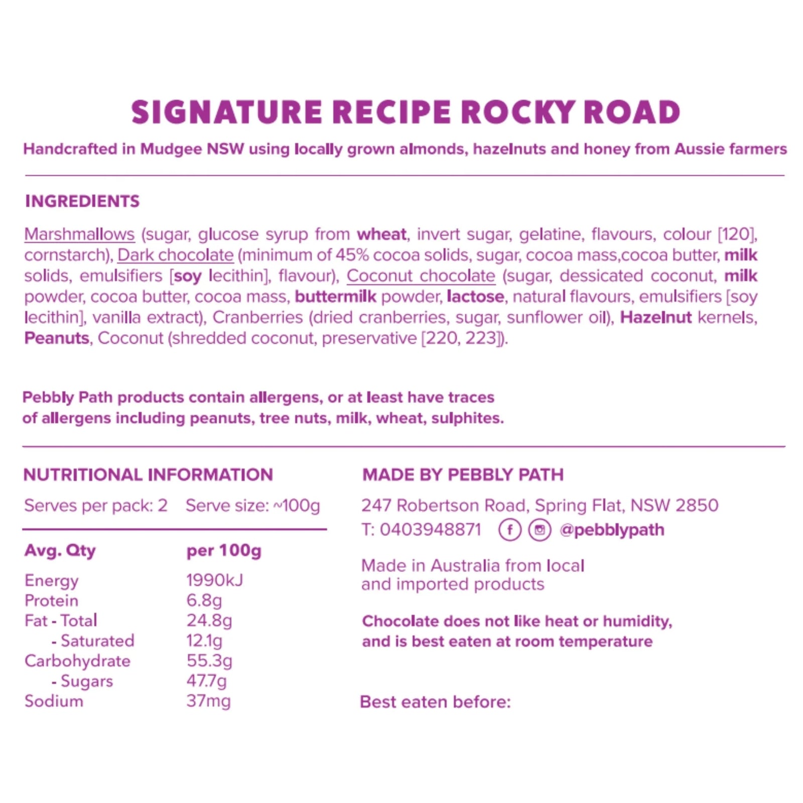 Pebbly Path Signature Recipe Rocky Road